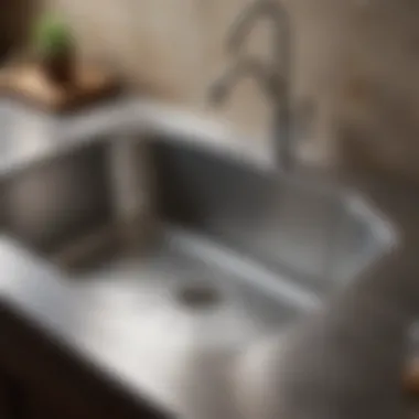 A stainless steel sink showing minor scratches, illustrating wear