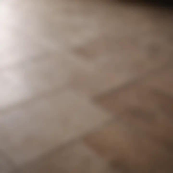 A close-up of a ceramic tile being pried off a floor