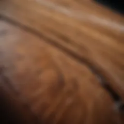 Close-up of wood grain showing restoration technique