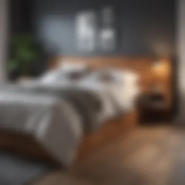 Minimalistic above bed frame with integrated storage