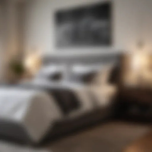 Stylish above bed frame in a contemporary bedroom