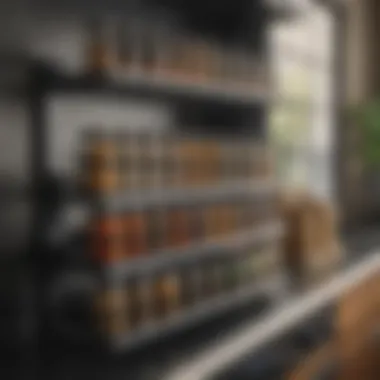 Enhancing Culinary Efficiency Well-organized spice rack enhancing kitchen efficiency