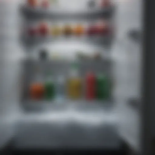 Close-up of water pooling inside a refrigerator
