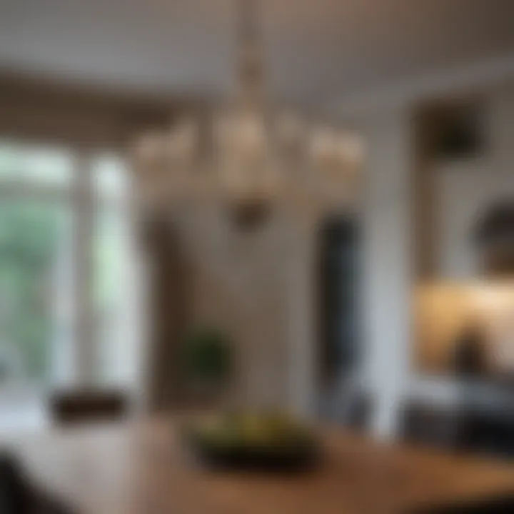Chic chandelier as a centerpiece over a kitchen island