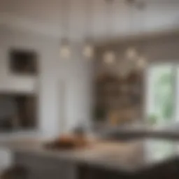 Elegant pendant lights above a kitchen island