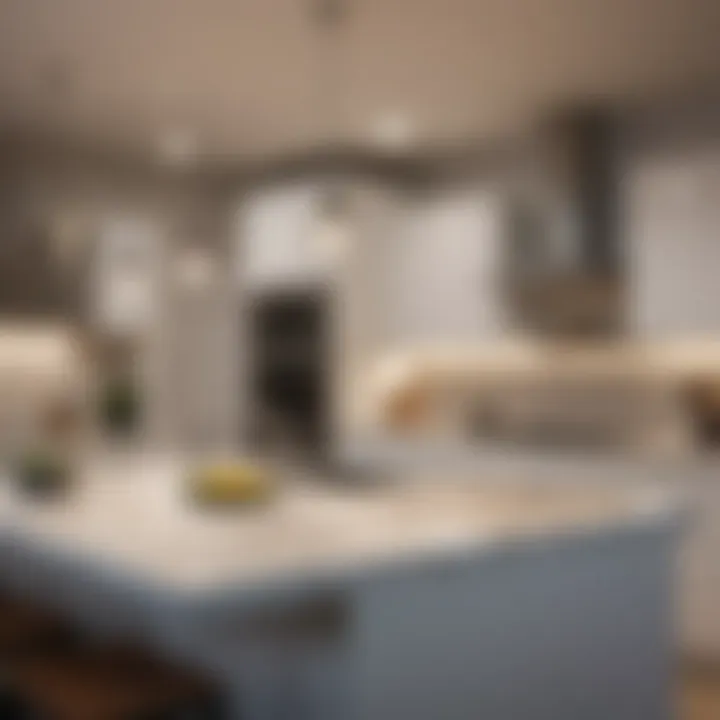Modern track lighting illuminating a contemporary kitchen island