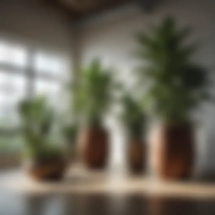 An aesthetically pleasing arrangement of various large indoor plants