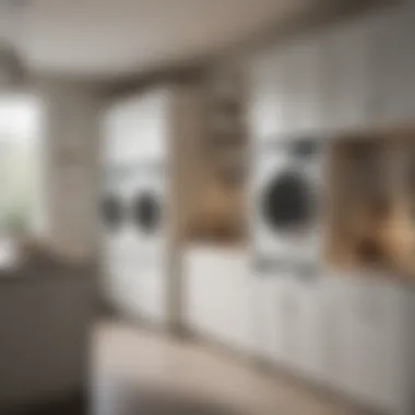 Aesthetically pleasing laundry room layout with cabinets