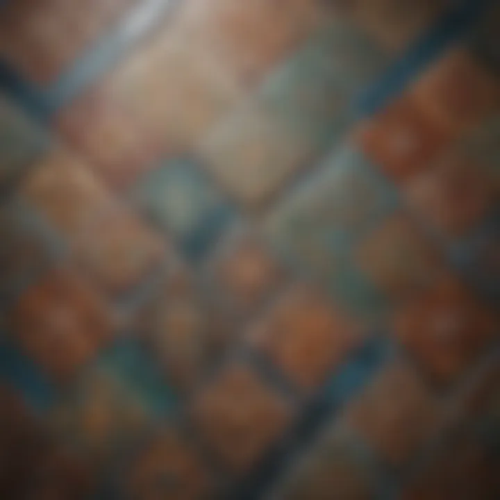 Close-up view of ceramic tiles highlighting their vibrant colors and patterns