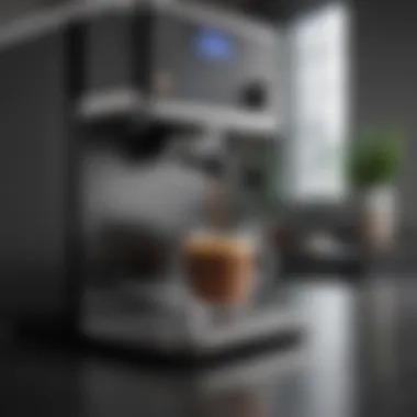 Close-up of an auto fill coffee maker showcasing its modern design