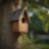 A beautifully crafted bat house mounted on a tree