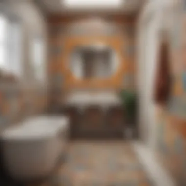 Vibrant Tile Patterns Bright and airy small bathroom with vibrant tile patterns
