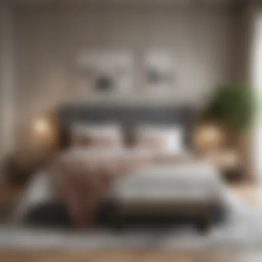 Trendy bedroom featuring a muted color palette and minimalist furniture