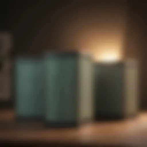 Different types of air filters arranged for comparison