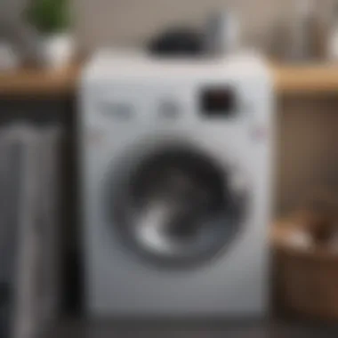 Top view of a compact washing machine with laundry basket