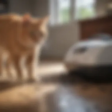 Cordless vacuum efficiently picking up cat litter