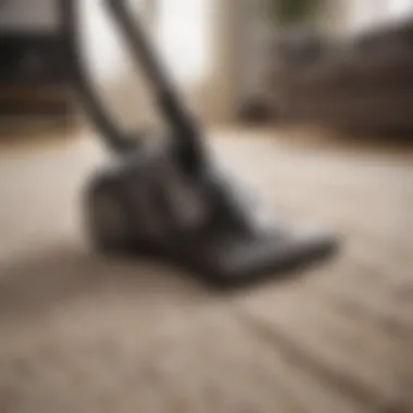 A vacuum cleaner in action on a carpet