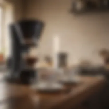 A close-up of a pour-over coffee setup with all essentials