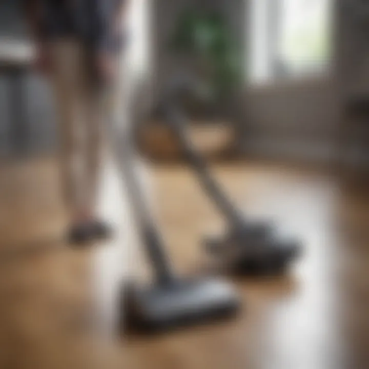 User reviewing a lightweight vacuum cleaner