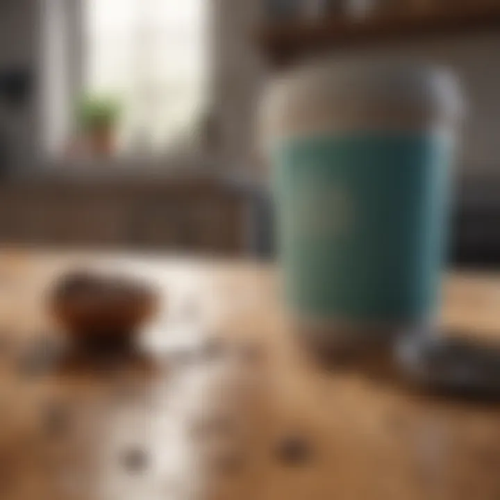 Various household items for cleaning coffee stains