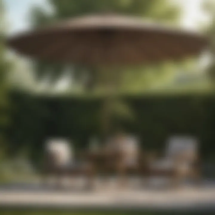 A well-maintained patio umbrella in a serene garden
