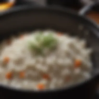 Perfectly Cooked Rice Close-up view of deliciously cooked rice in a small cooker