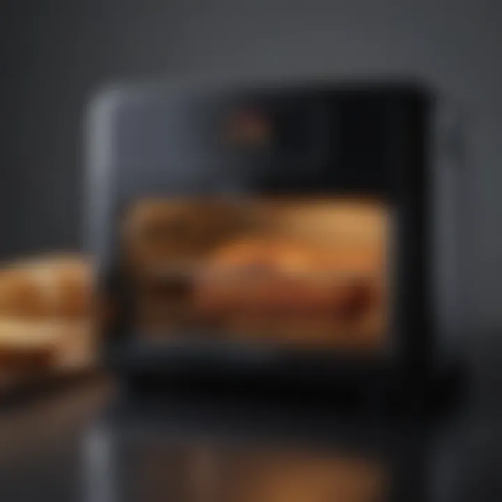 User interface of a toaster convection air fryer highlighting digital controls