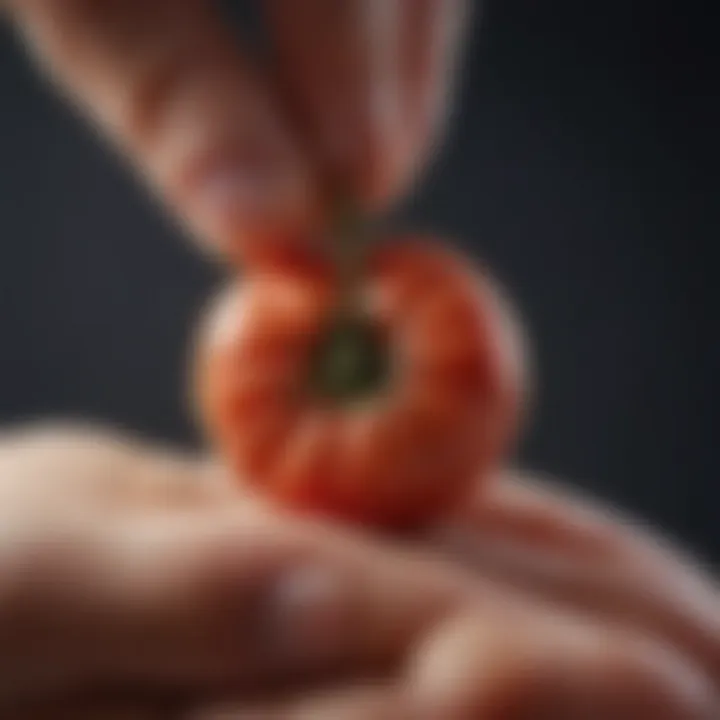 Close-up of tomato seeds in hand