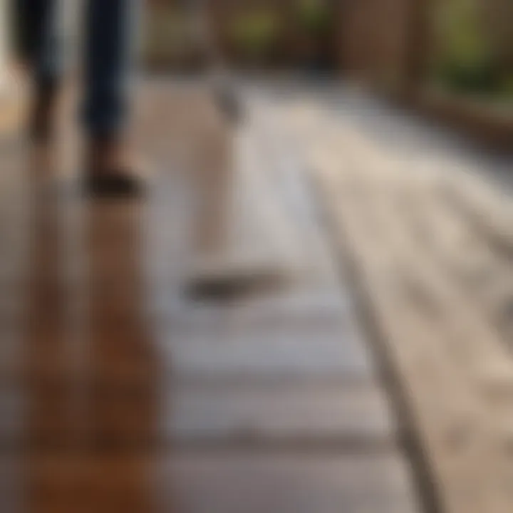 Power washing a deck with a professional cleaner