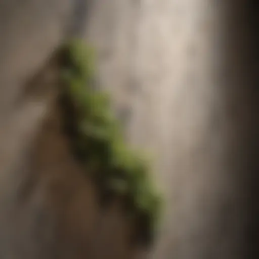 Close-up view of mold growth on a textured wall