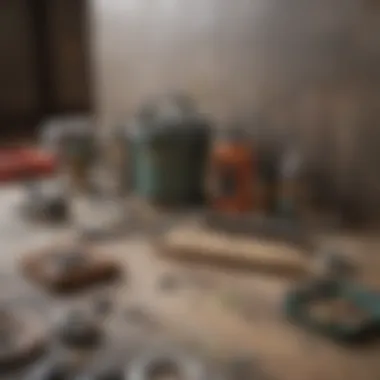 Tools and materials laid out for mold remediation