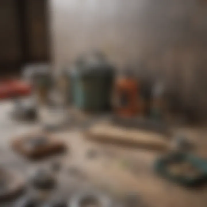 Tools and materials laid out for mold remediation