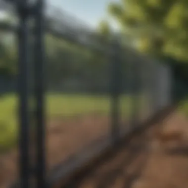 A chain-link fence providing an open view of the yard while keeping dogs secure.