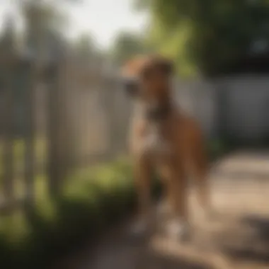 An installation of a fence with a dog owner reviewing guidelines for proper setup.