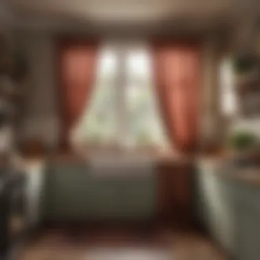 Cozy kitchen atmosphere enhanced by layered curtains for depth and style