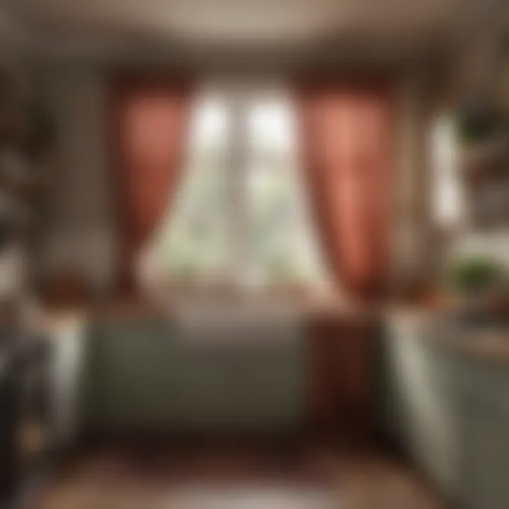 Cozy kitchen atmosphere enhanced by layered curtains for depth and style