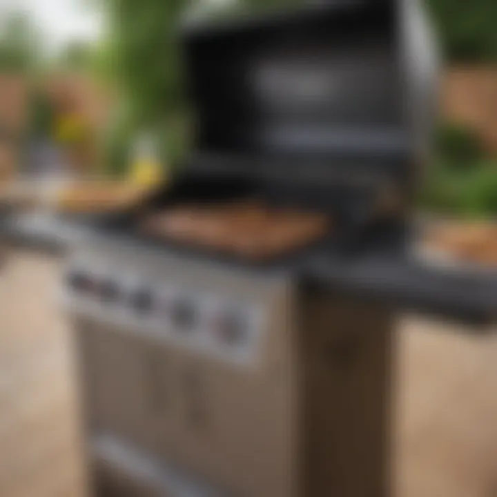 Close-up view of Char-Broil grill features and controls