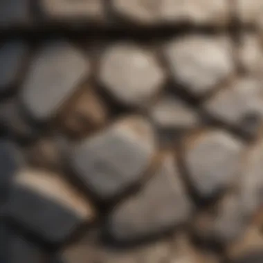 A close-up of stone texture against a painted surface