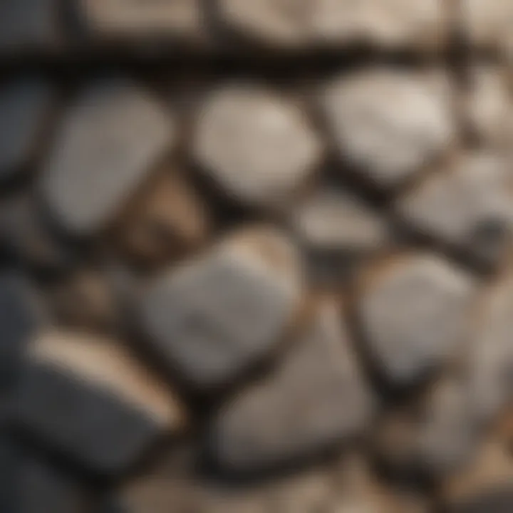 A close-up of stone texture against a painted surface