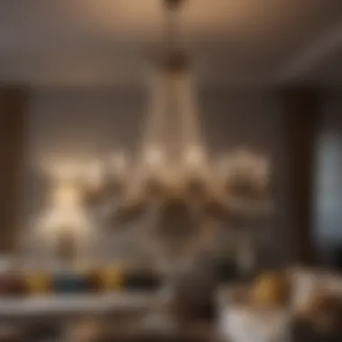 Elegant Chandelier in a Sophisticated Setting Elegant chandelier illuminating a sophisticated living room