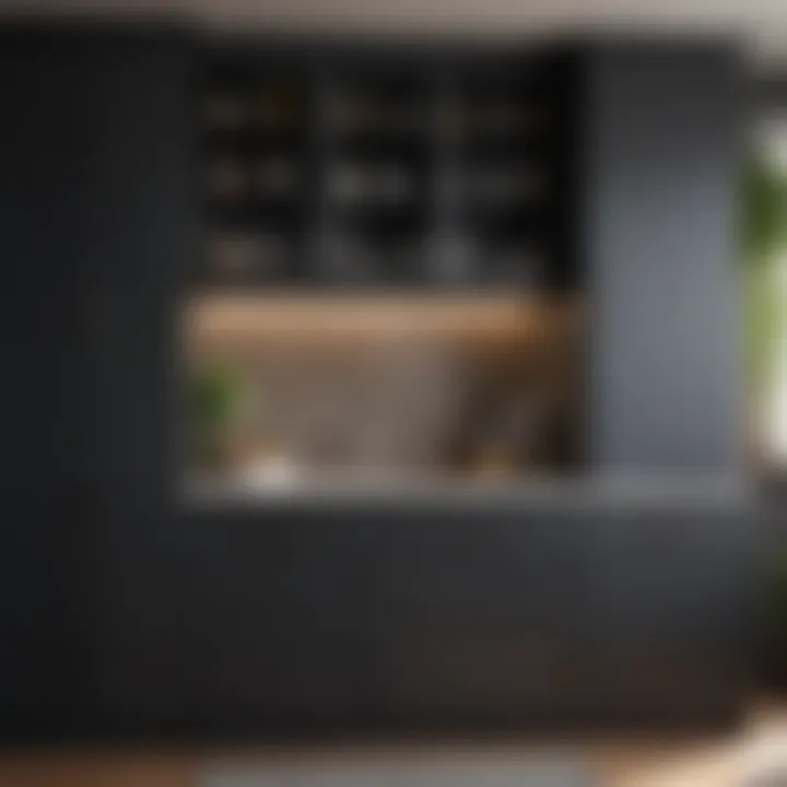Contrasting dark and light cabinets in a stylish setup