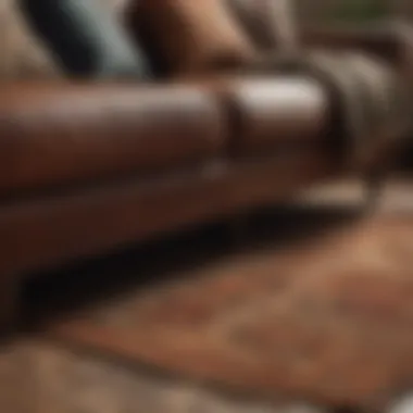 Textured rug adding depth to a brown couch