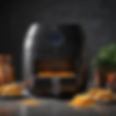 Close-up of an air fryer with essential features highlighted.