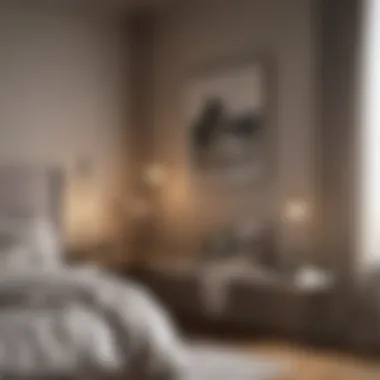 A serene bedroom featuring calming shades and elegant decor