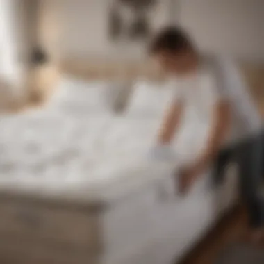 Effectively Applying Mattress Cleaning Solutions A person applying a cleaning solution to a mattress