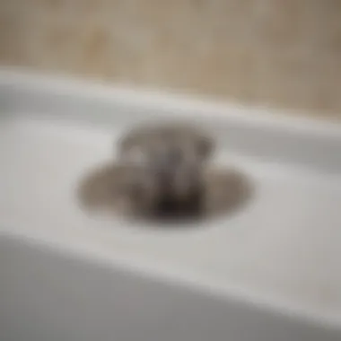 Close-up of a clean bathtub drain trap