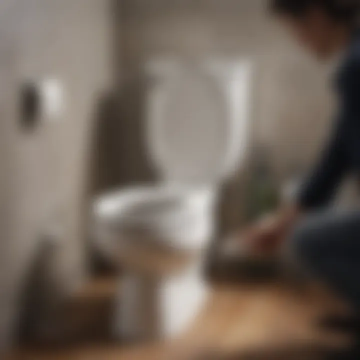 Person pouring vinegar into a toilet