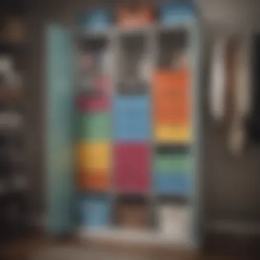 Color-coded storage boxes for easy access