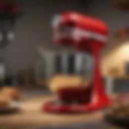 A sleek KitchenAid stand mixer in vibrant red showcasing its modern design.