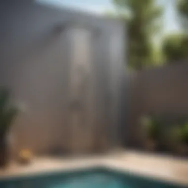 Contemporary Poolside Shower Modern poolside shower with sleek design